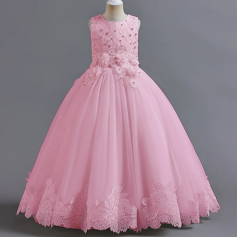 Girls Wedding Evening Ball Gown For Prom Flower Sequin Kids Party Dresses Girl Children Costume Embroidered Princess Dresses