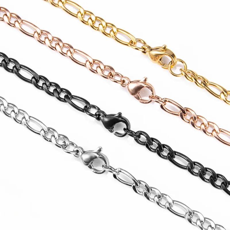 
tarnish free 18k gold plated stainless steel chain 3:1 figaro Link chain necklace chain for men 