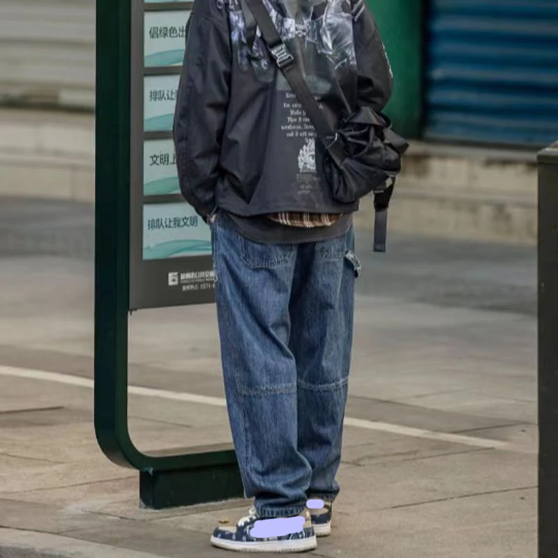 GINGTTO Dropship Wholesale Streetwear Mens Denim Jeans Baggy Jeans Man