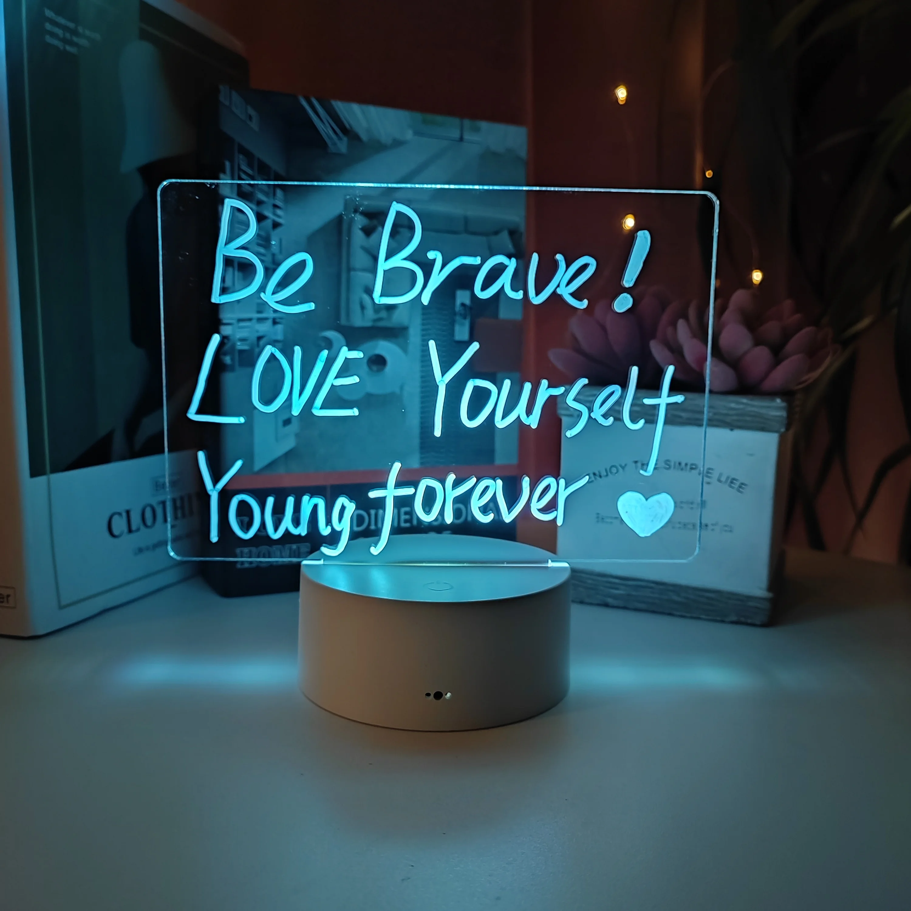 Blank Acrylic Board Creative Led Night Light USB Message Board Holiday Light With Pen 7 Color Lamp Base Gift For Children