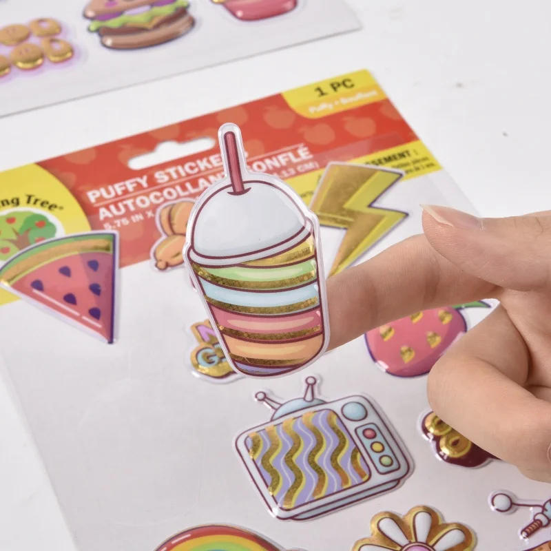Cute Fancy Design PVC puffy sticker laptop mac decorative 3D stickers 1PK  hote sale 3D puffy stickers for teenager  scrapbook