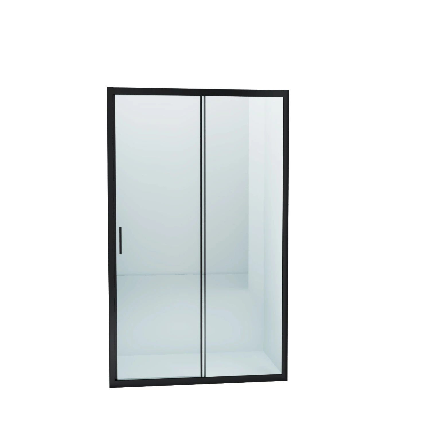 Custom Design 10 Mm Frameless 2 Panel Black  Bathroom Screen Single Sliding Glass Shower Doors