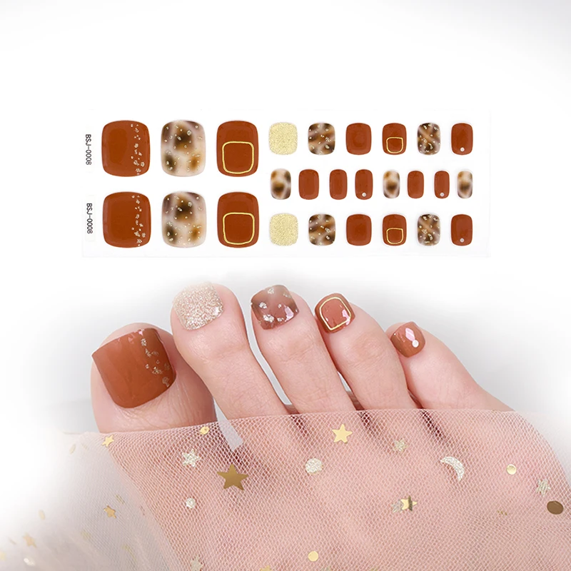 Wholesale Foot Gel Nail Wraps Semi Cured UV Gel Feet Nail Wrap Stickers