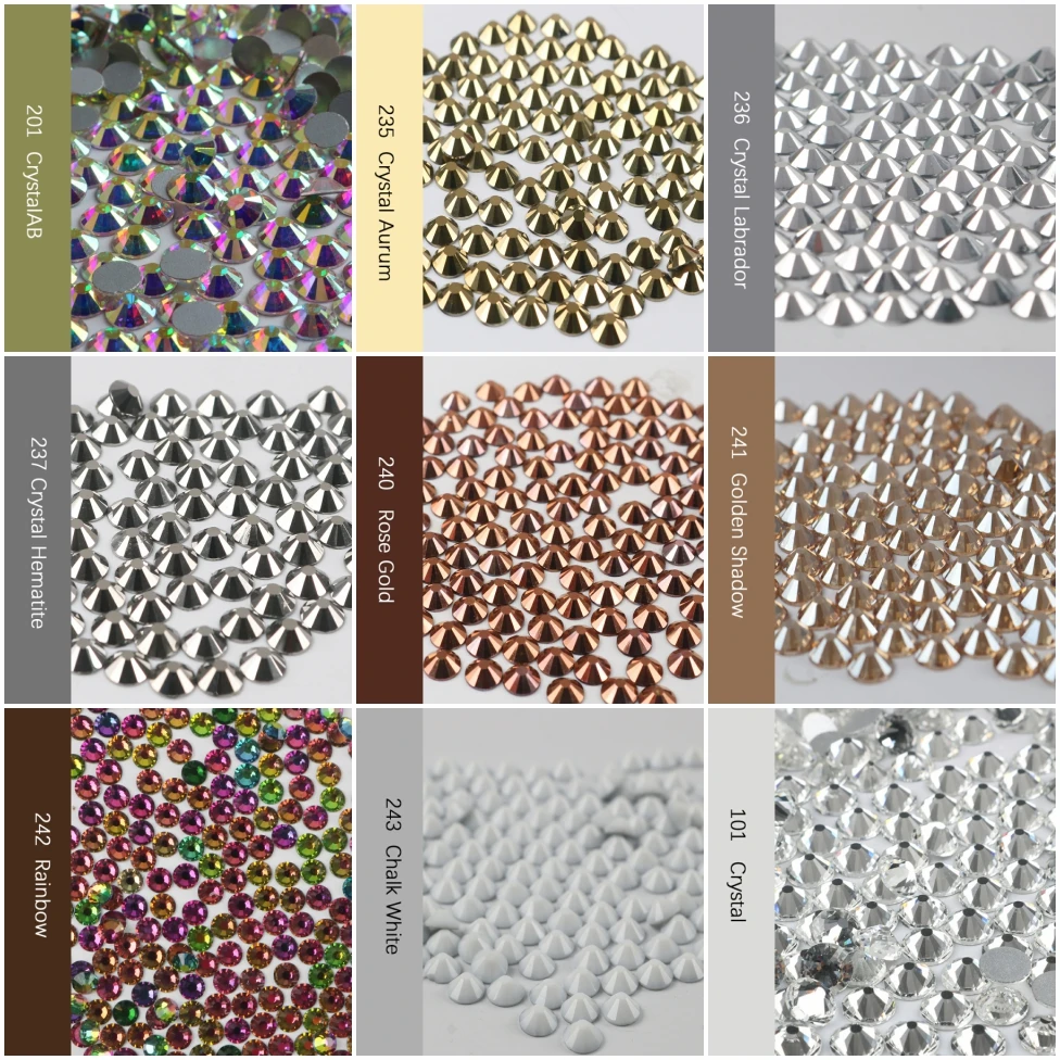100G Big Pack Wholesale SS3-SS8 Smaller Size Nail Art Flat Back Glass Rhinestones Clear Crystal 35 colorsGlue On Stones