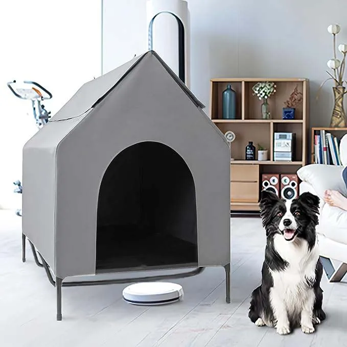 Steel Frame Elevated Dog House Pet Shelter With Waterproof Cove Door For Small Medium Dogs Shelter With Air Vents Dog Cot