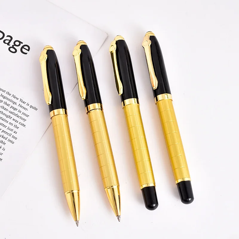 Ballpoint pen gold-plated gold signature square checkered signature business office pen