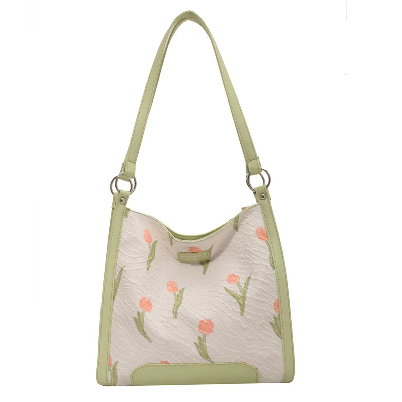 Z061 Female Trend Shopping Bag Quality Stylish Cloth Tote Bag 2022 Hot Sale Handbags Women Flower Print Pattern Shoulder Bag