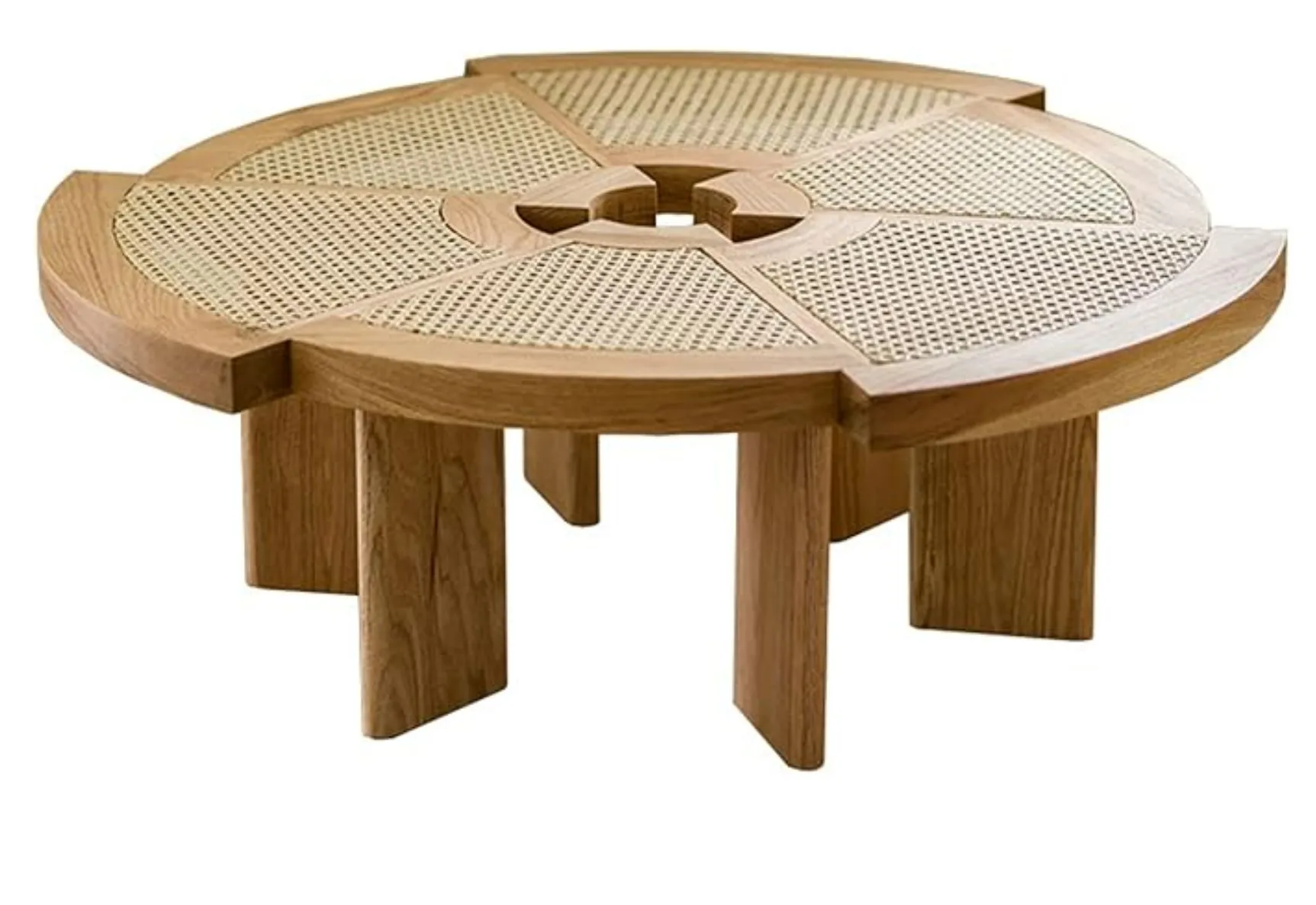 Rattan Based Solid Wood Indian Modern Design Coffe Table for Bar Restaurant or Living Room Home Furniture
