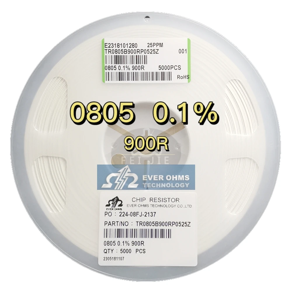 Тонкопленочный прецизионный резистор 0805-900R 0.1% 25PPM TR0805B900RP0525Z