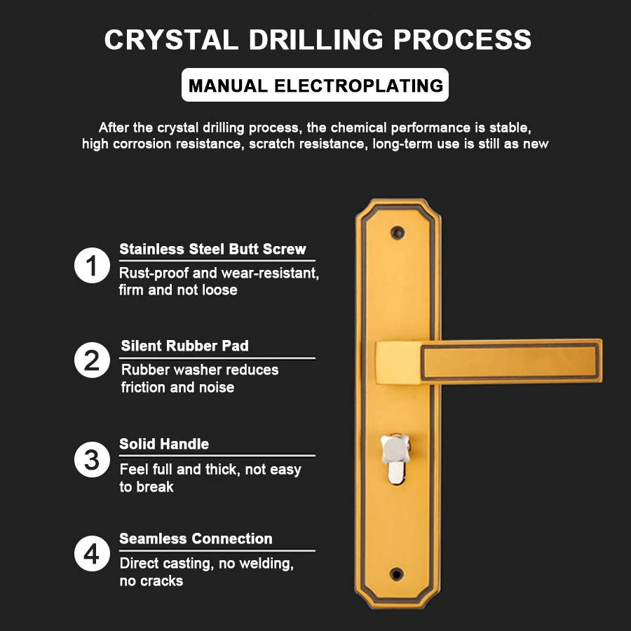 Hardware Iron Steel Cheap Door Handle Golden Brass Color Door Handles