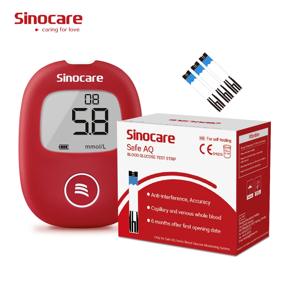 Sinocare Free Sample Blood Glucose Meter Device International Lcd Display Glucose Level Meters Kit Blood Glucose Monitor Sensor