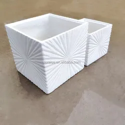 Garden tall white fiber cement planters / fiberglass resin planters / flower pot for living room