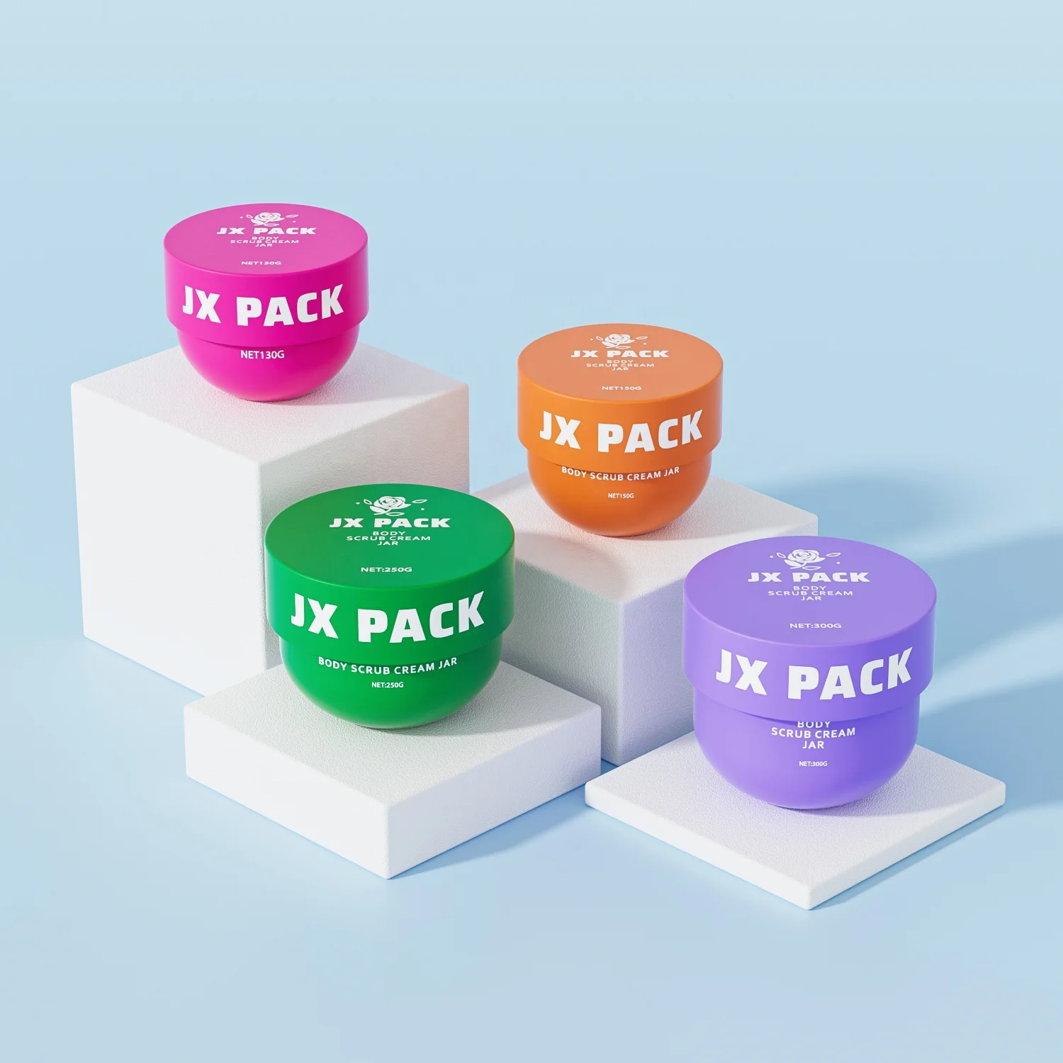 130ml 150ml 250ml Plastic body scrub container cosmetic cream jar packaging custom hair mask jar 300ml oem pet cream jars