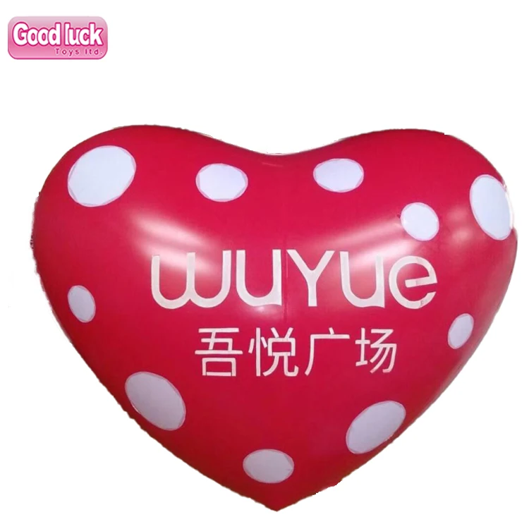 Customized Red Heart Shape Inflatable Advertising Helium Balloon Giant Oxford Material with Air Blower & Digital Printing