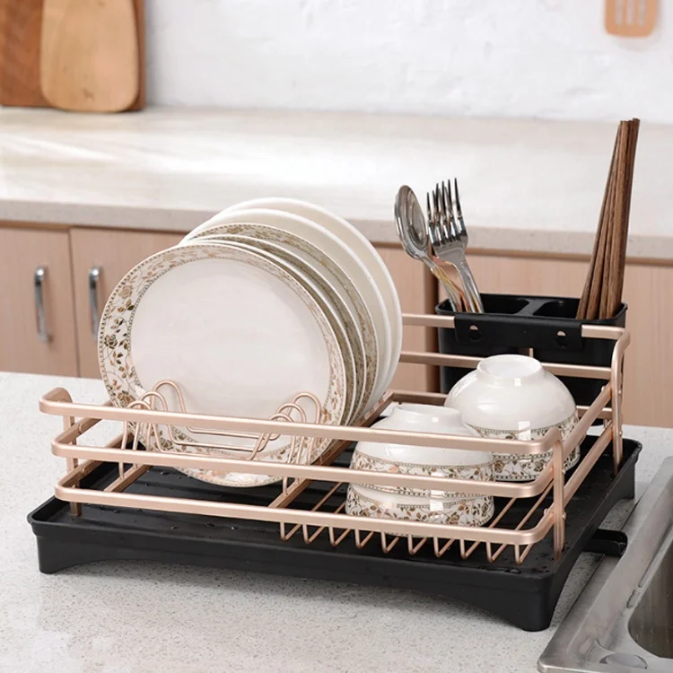 
kitchen aluminum over the sink dish drainer drying racks with drainboard 