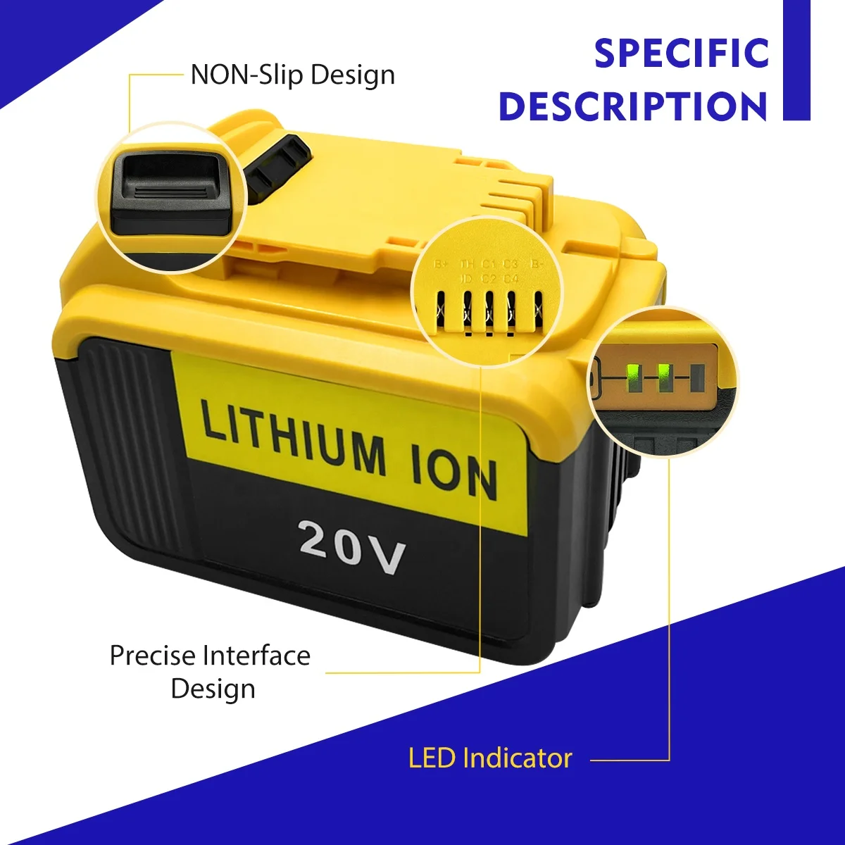 OEM 18V/20V 9.0Ah Power Drill Rechargeable Battery Pack For Dewalts 20V Batteries DCB180 DCB205 DCB204 DCB200