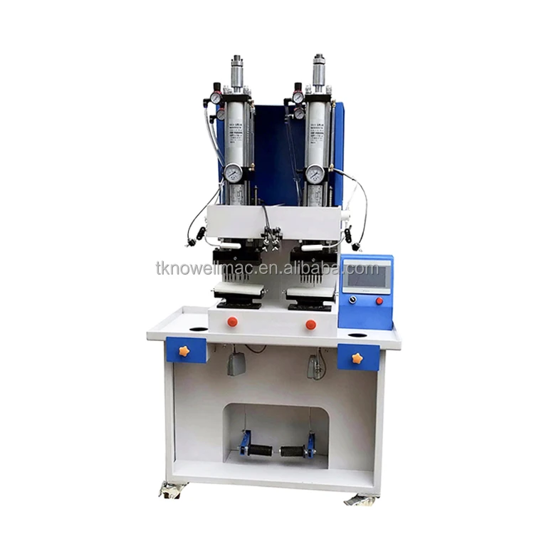 Manufacturers supply double-station pneumatic waist bag sole and upper fabric porous vamp punching machine