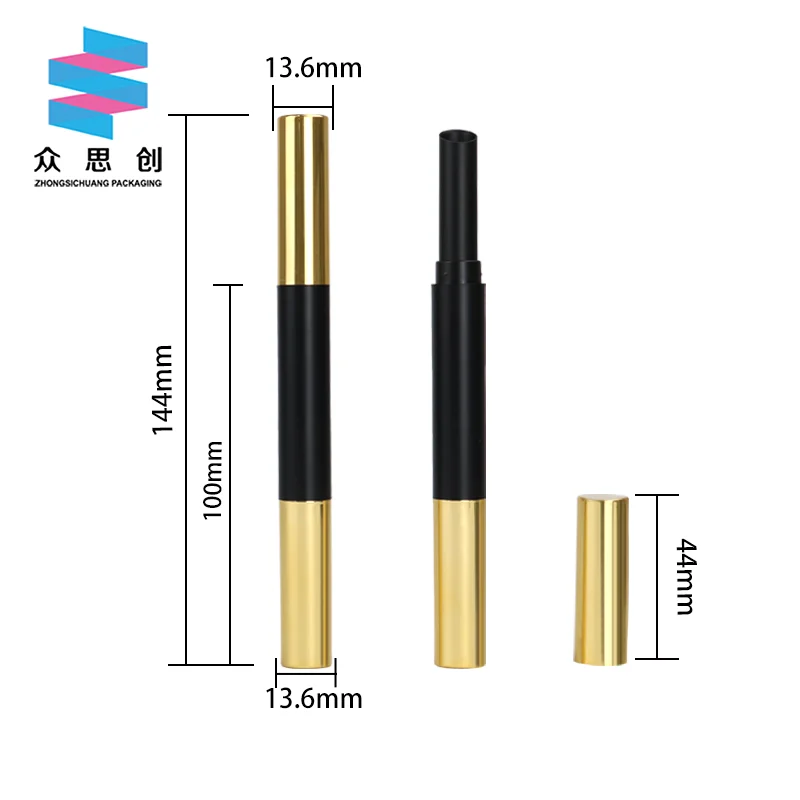 wholesale custom high quality  empty  lip stick tube round plastic double lipstick pen lip pencil lip container packaging