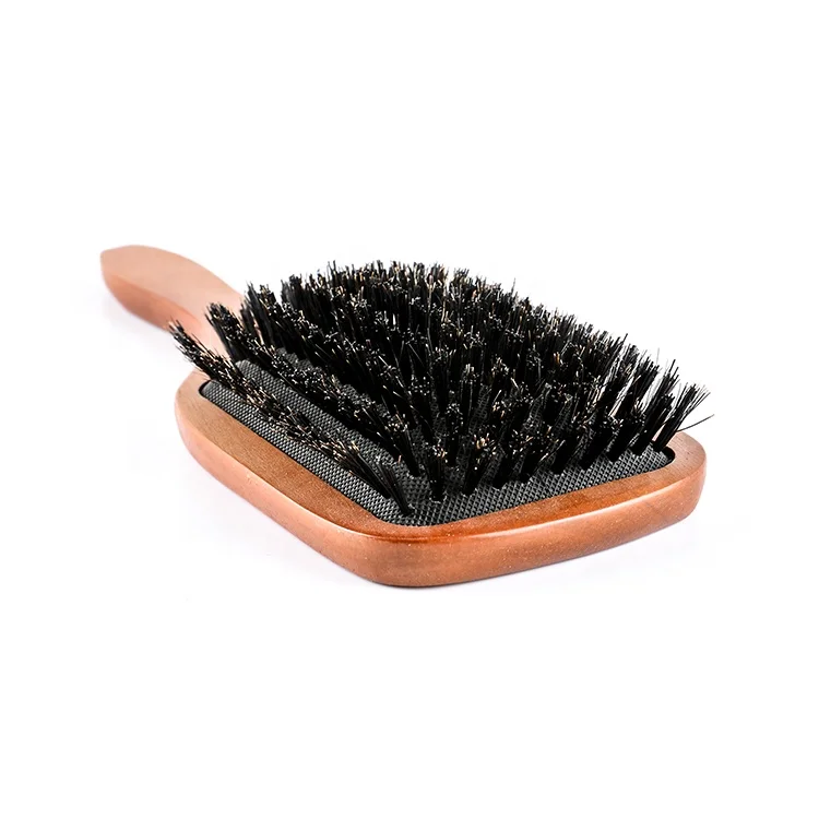 Luxe wood boar bristle brush natural boar bristle brush with design soft beauty salon tools