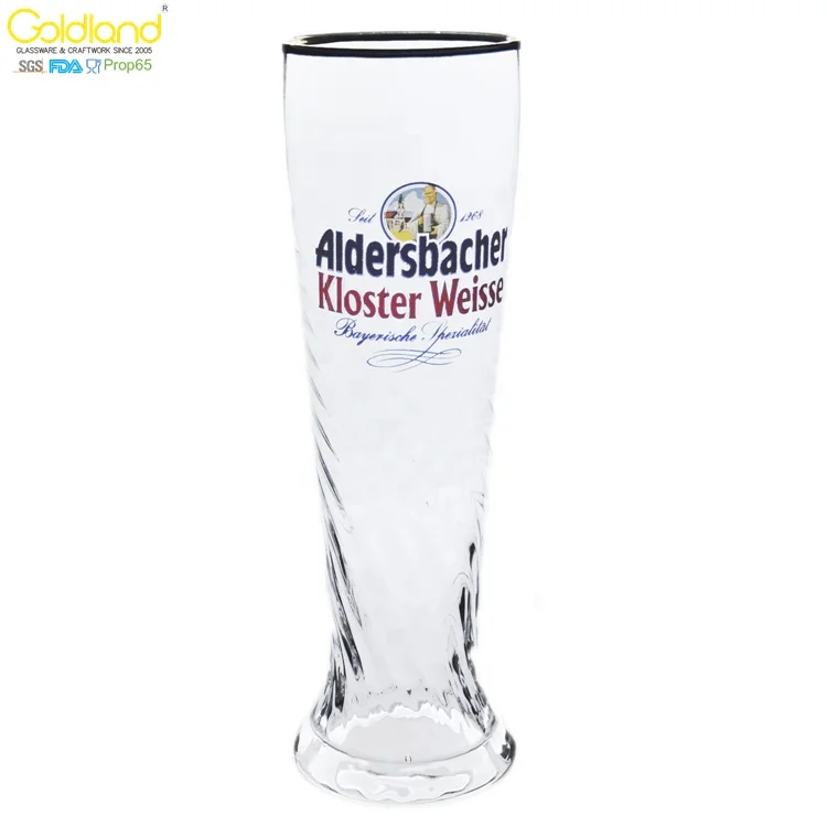 Gold rim swirling pilsner glass germany swirl pislner beer glass cup 20oz