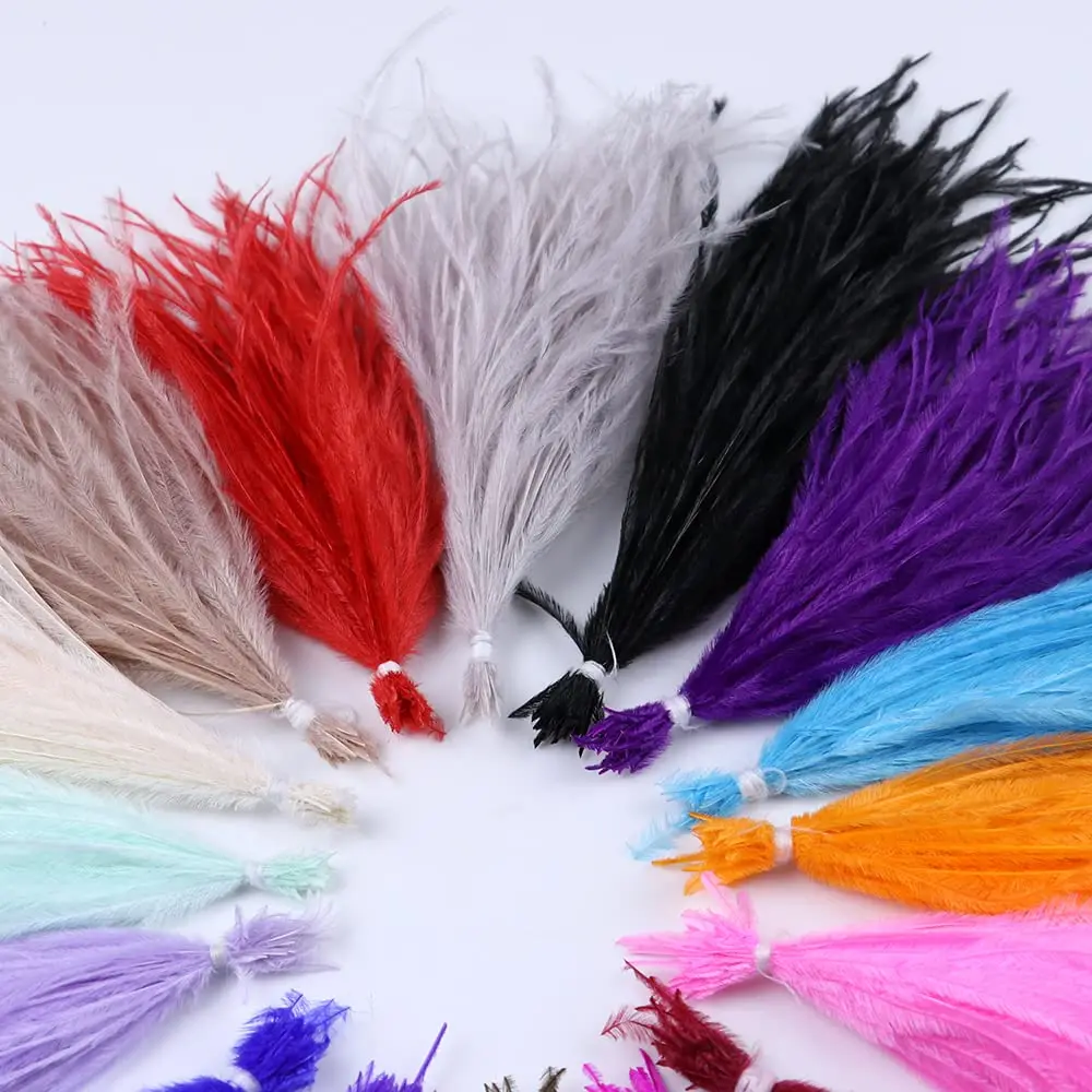 Серьги со страусиными перьями и кисточками