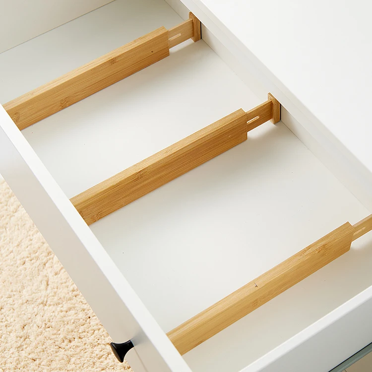 Wholesale Bamboo Expandable Adjustable Drawer Orgaizner Divider Separator for Kitchen Bedroom Bathroom Dresser Office