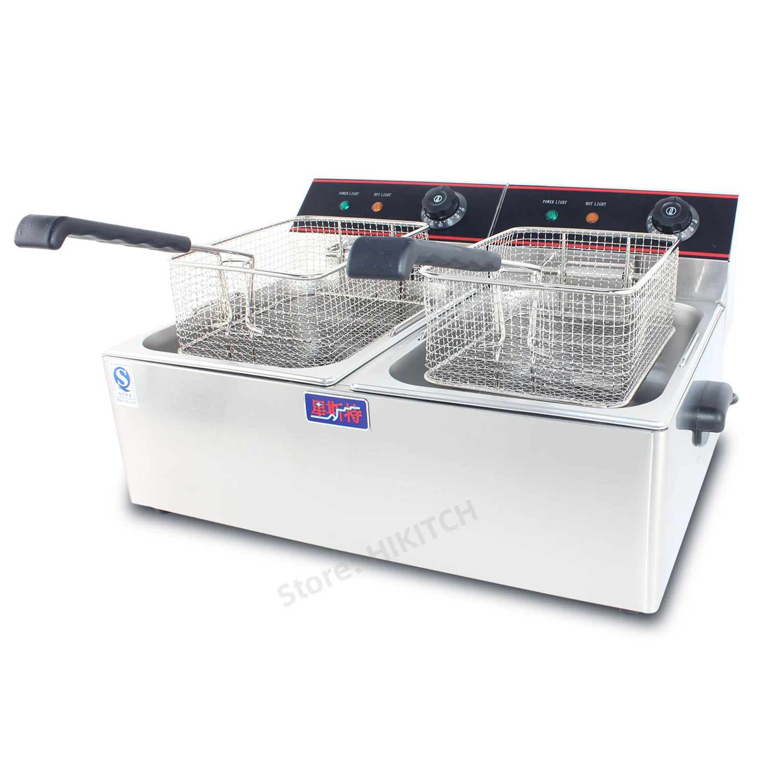 Top rated commercial electric double fryer EF6L-2 stainless steel stick food donut 12 liters oil fryer safe breaker manufacturer