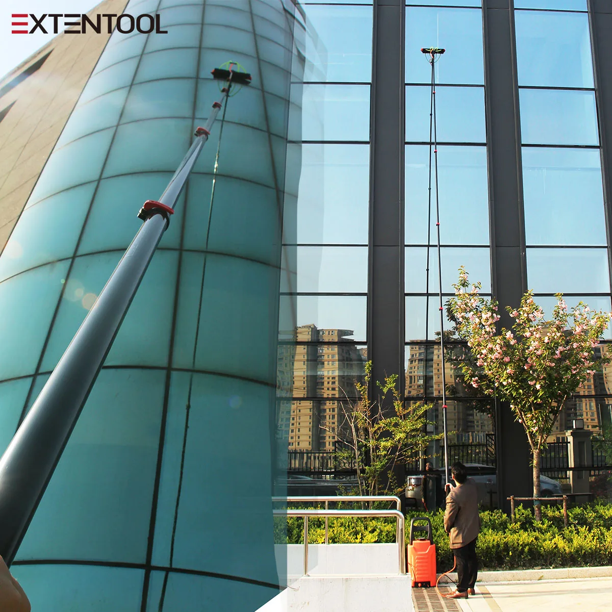 Extentool 36ft Телескопический столб воды длинный Чистящая Щетка для окон