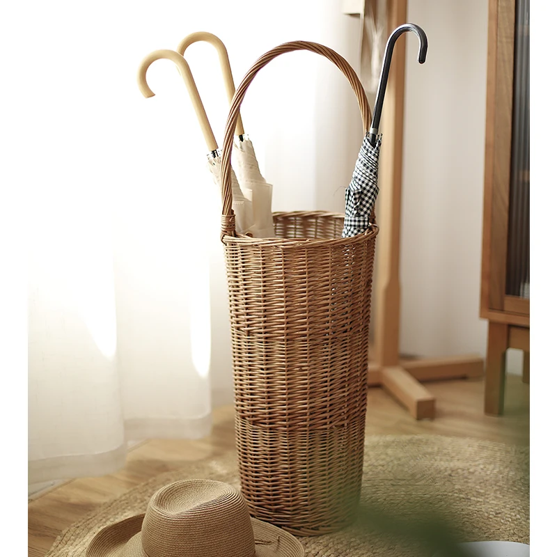China Wicker Umbrella stand Rattan umbrella holder Cane stand Stick stand Hallway basket Tall basket Entryway home organizer