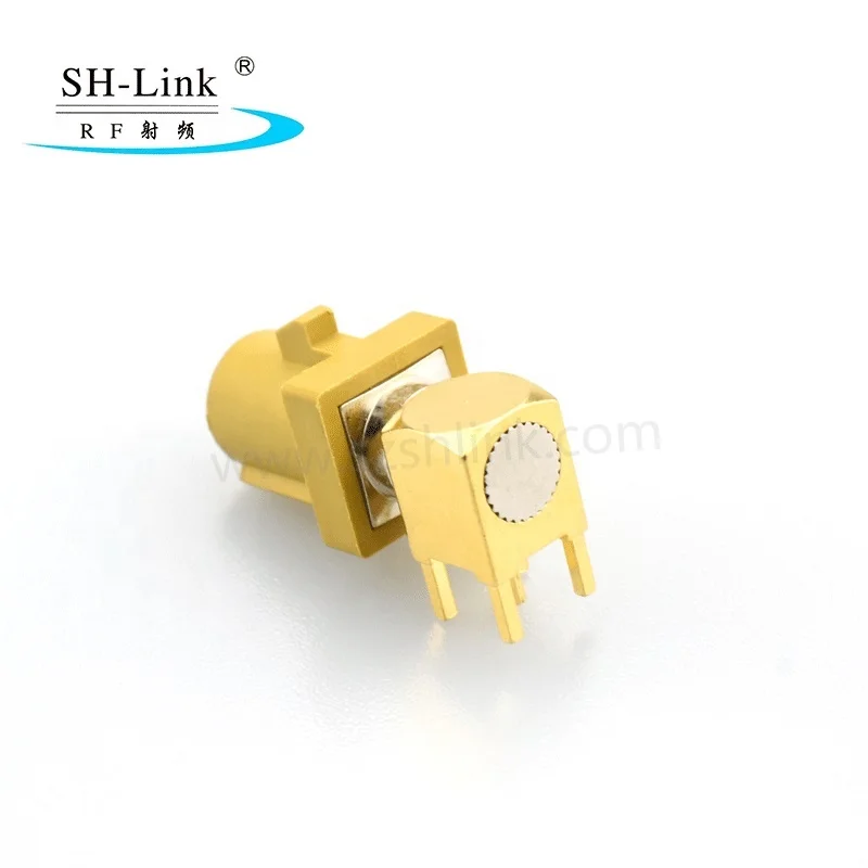 Fakra K Male Curry Right Angle Thru Hole PCB Solder Connector for Car