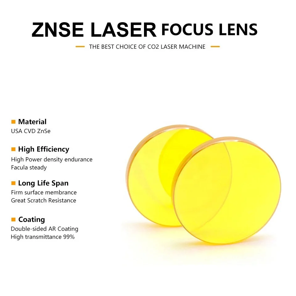 Yongli CVD ZnSe Laser Focus Lens Dia:12mm 15mm 18mm 19.05mm 20mm 25mm 28mm CO2 Focus Lens