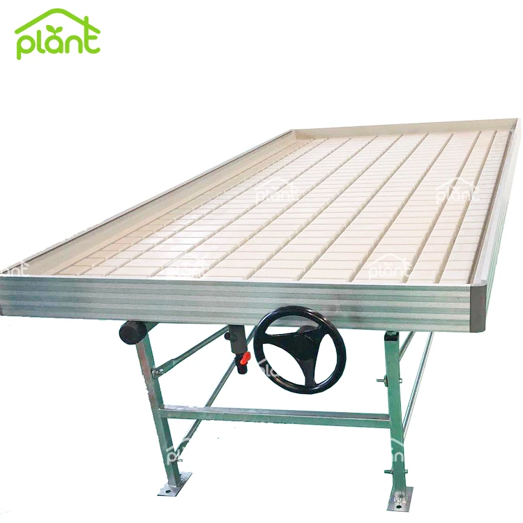 Wholesale OEM greenhouse hydroponic 4x4 4x8 5x5 ebb and flow system grow flood tables trays rolling benches