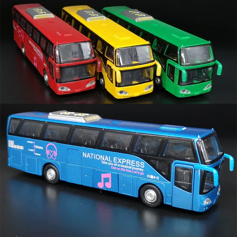New Product 1:62 Metal Vehicle Kids Toy Electric Light Sound Pull Back Zinc Alloy Bus For Children