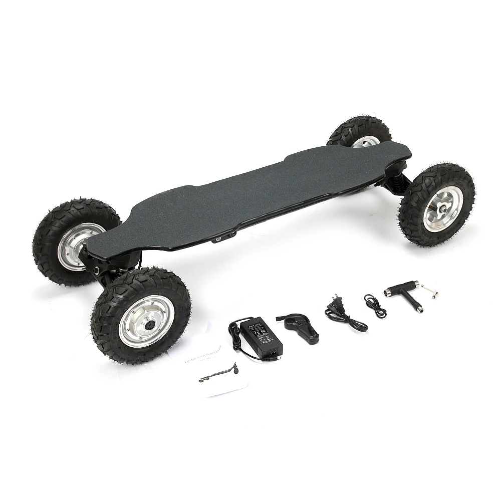 Cross-country big wheel electric skateboard with dual built-in hub