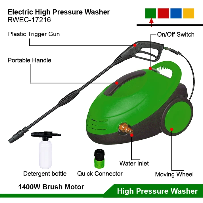 1400W Small Portable Electric Car Wash Spray Gun High Pressure Mini Auto Washing Pressure Gun Power Car Wash