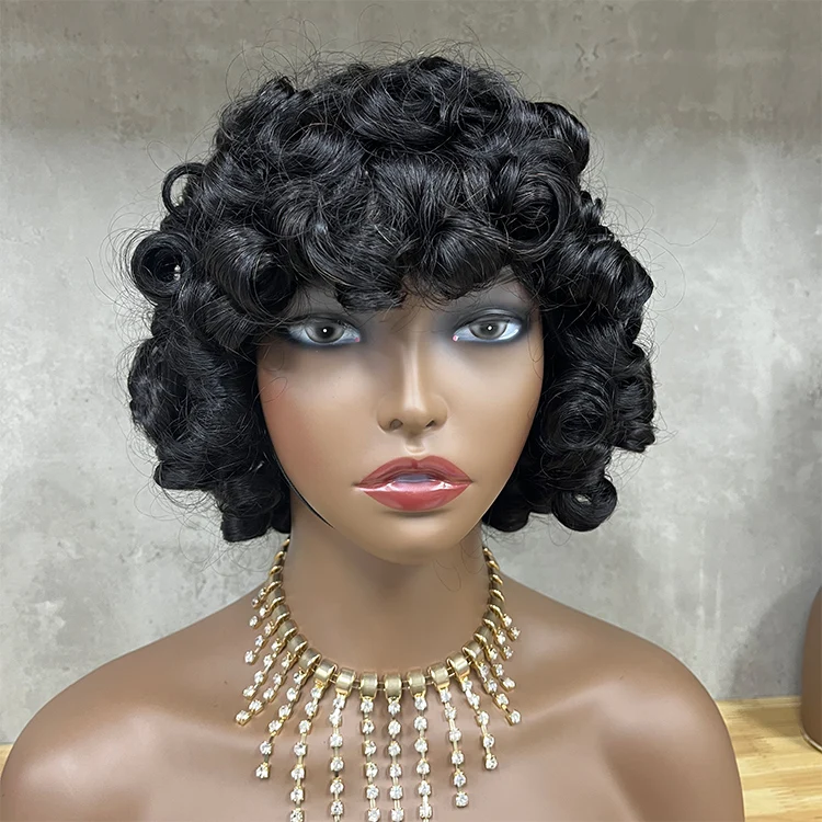 Wholesale Remy Hair Quality Lawyer Curly  Fringe  Human Hair Wig