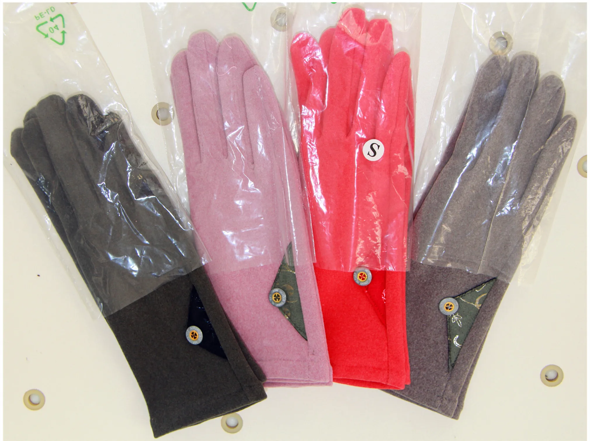 Winter Soft Warm Women Suede Gloves Full Finger With Cuff Trim Cuff Outdoor  Protective lady Gloves