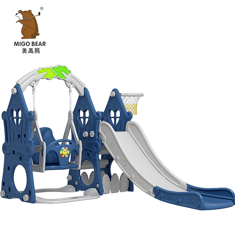 Children hot selling baby Combination plastic slide and swing set indoor playground for kids 3 in 1