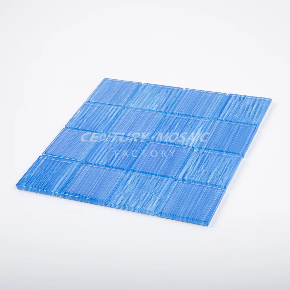 Glass Mosaic Uneven Surface Swimming Pool Tile Anti-Slip Square Mosaic For Wall Decor