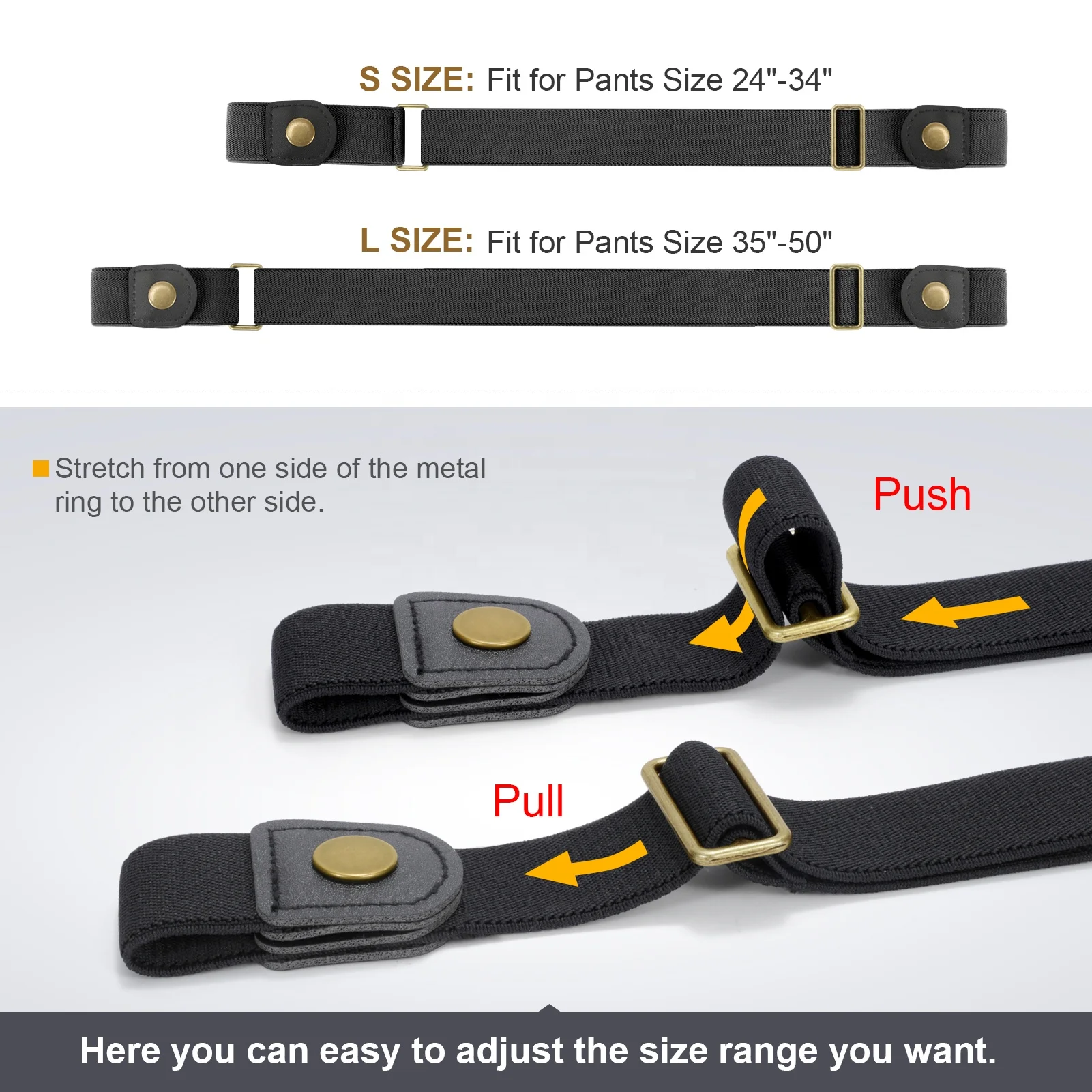 No Buckle Stretch Women Men Elastic Waist Belt Up to 50 Inch Canvas belt Jeans Pants belt