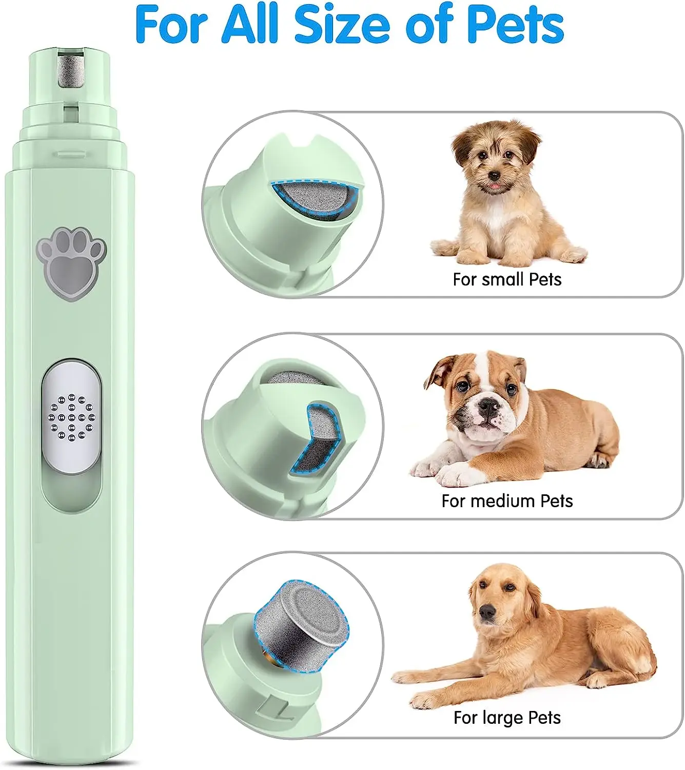 Dog Nail Grinder Upgraded Pet Cat Dog Nail Trimmers Clippers Tool 2 Speed Rechargeable Electric Pet Nail Grinder Grooming Tool