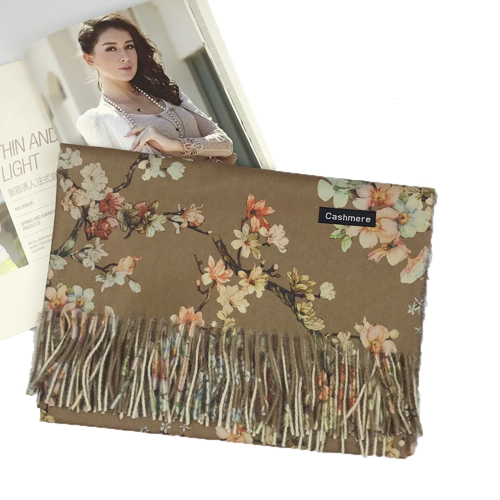 Wholesale women pashmina cashmere scarf printing winter scarves shawls