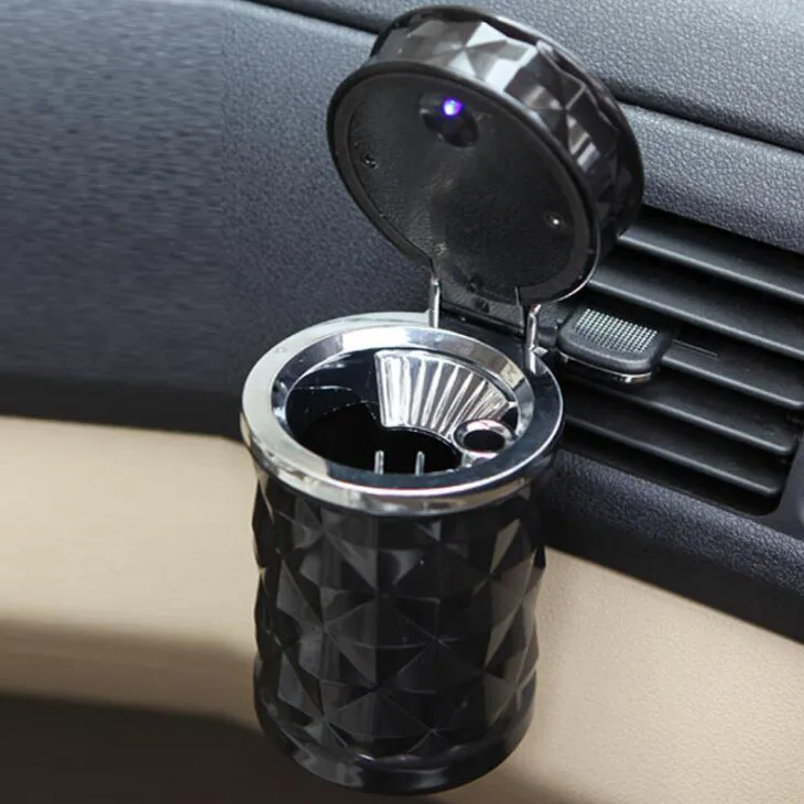ABS fireproof Portable Car Travel Cigarette Cylinder LED Ashtray Holder Cup SW200478