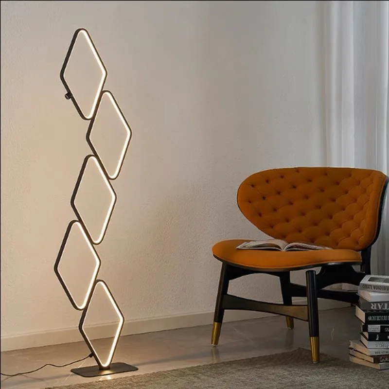 Modern Minimalist square Vertical Living Room Study Bedroom Personalized Decoration Floor Lamp