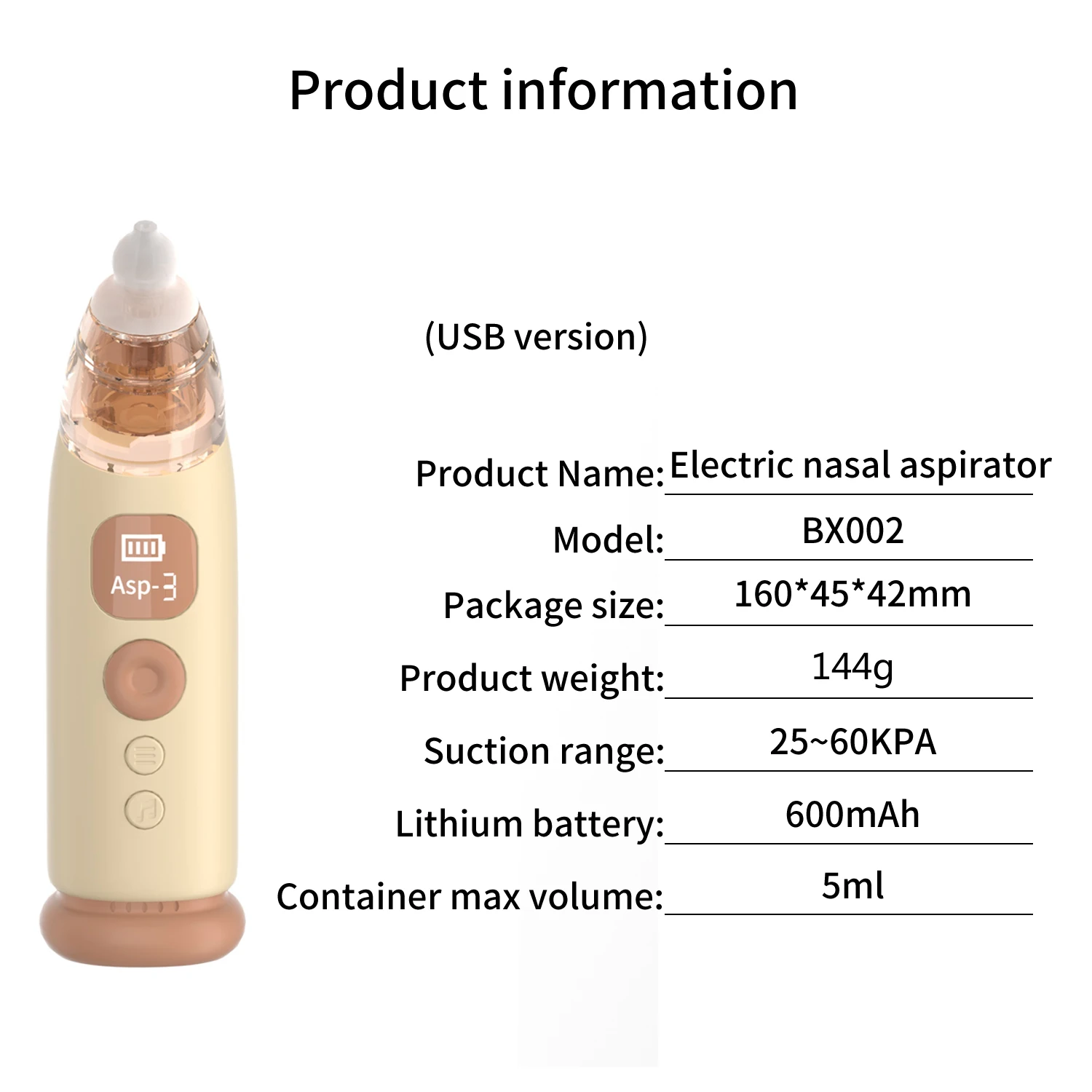 HD Display Music Smart Silicone Electric New Baby Nasal Aspirator Electric for Child