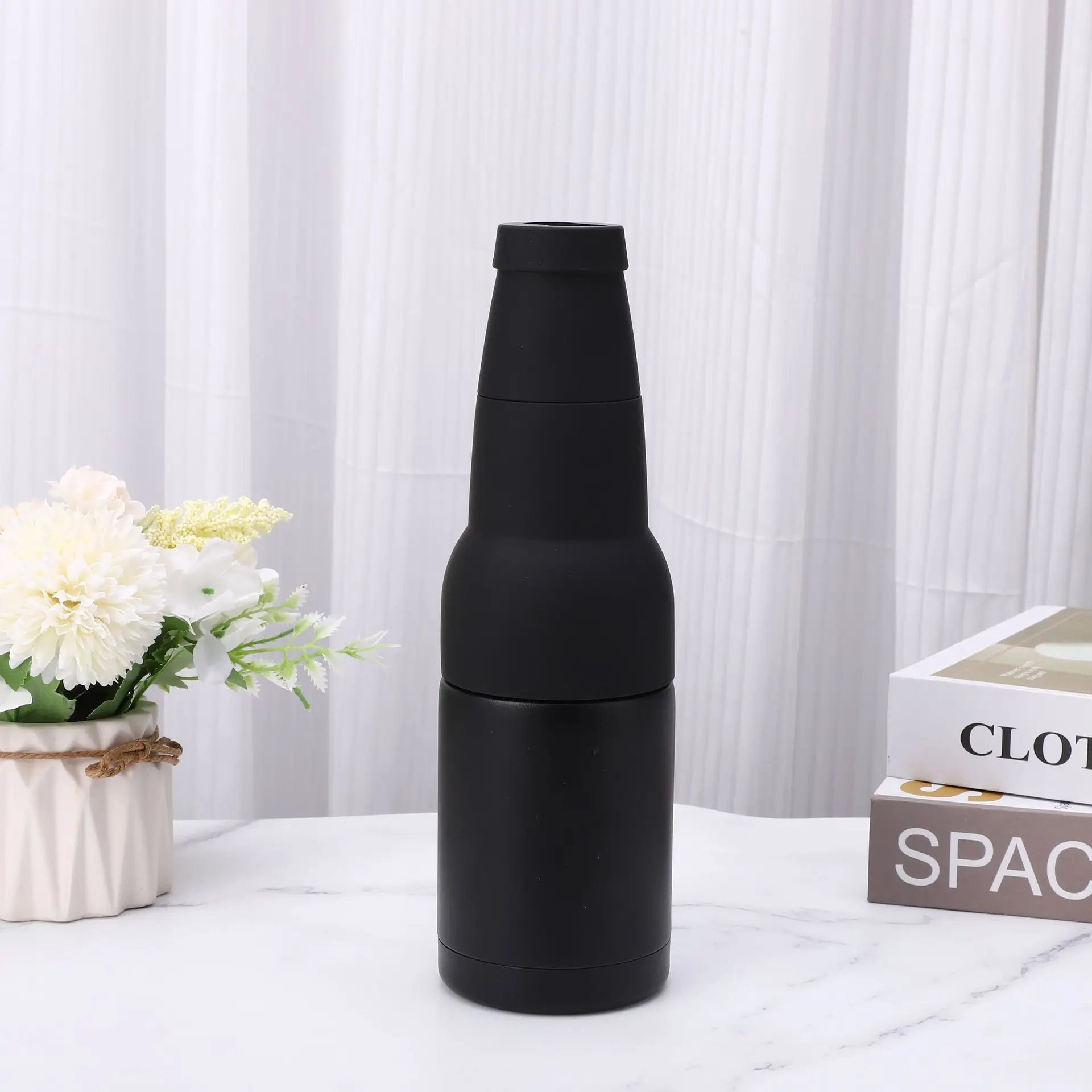 Eco Friendly Beer 2 Go Vacuum Insulated Double Walled Stainless Steel Beer Can and Bottle Cooler with Beer Opener