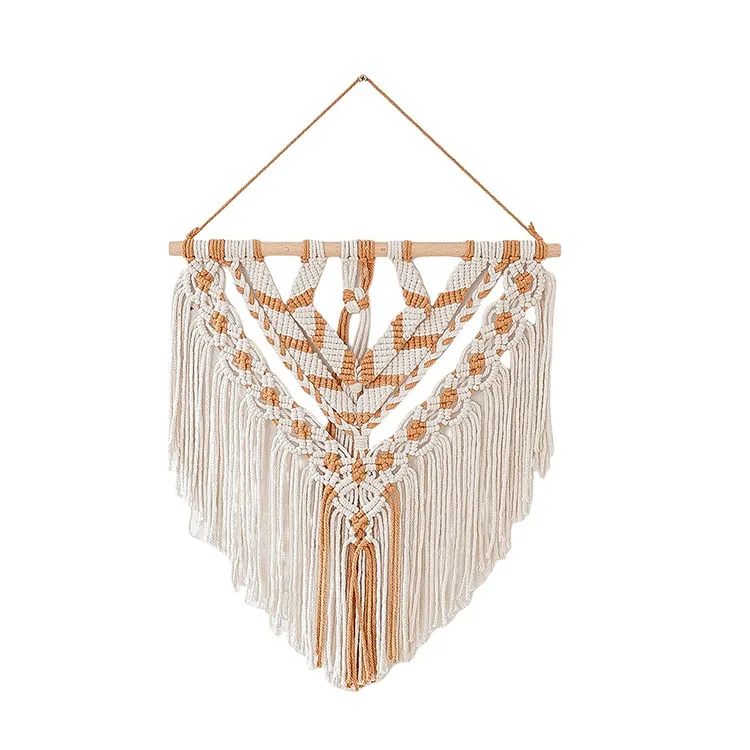 Simple hand woven Macrame Bohemian style home homestay indoor living room bedroom wall hanging decorative tapestry