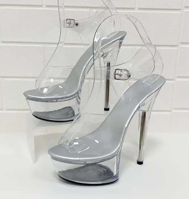 sexy super high heels 15CM stiletto platform sandals transparent crystal shoes wedding shoes