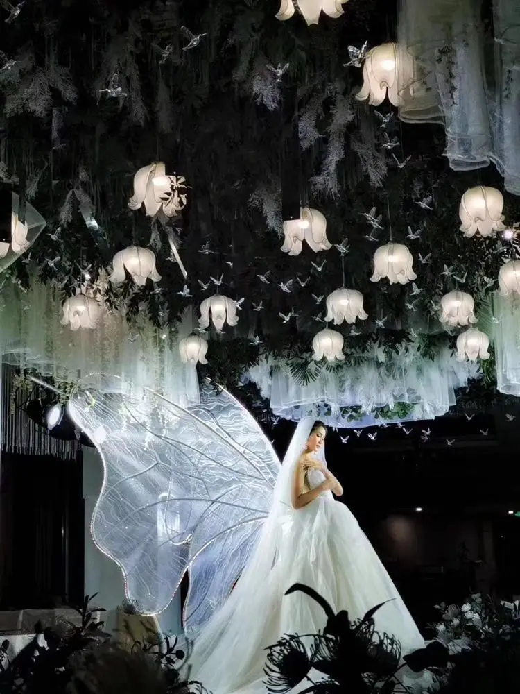 Hintcan lamp shades simple ceiling lamp  Umbrella shaped orchid of the Valley hanging light ceiling wedding decoration