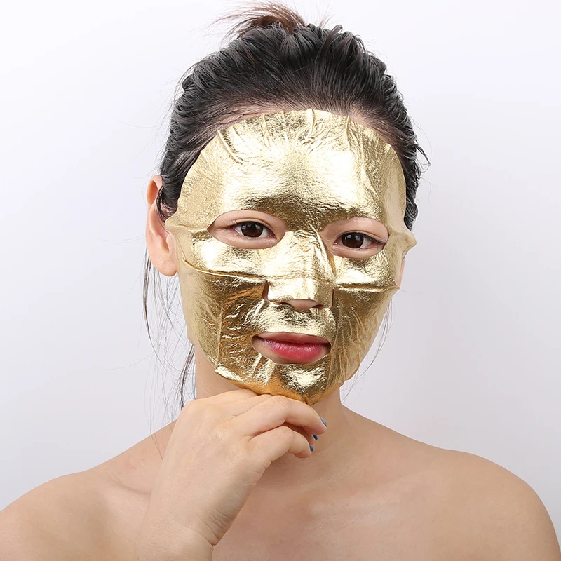 Chinese 24 K Golden Whitening Anti-Wrinkle Printed Images Moisturizing Nail Gold Foil Sheet Organic Facial Mask